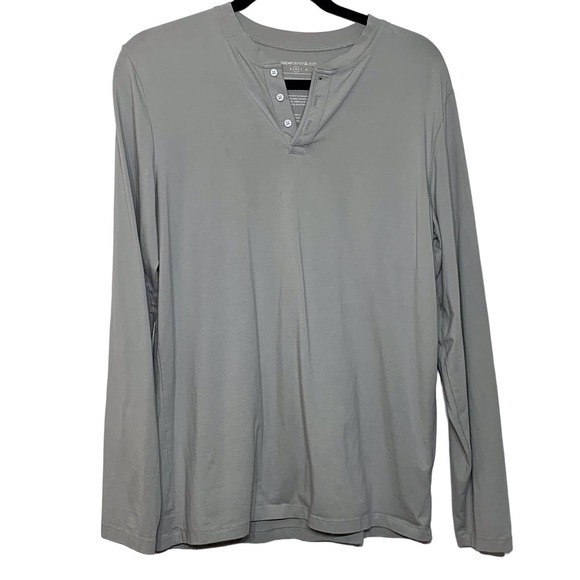 EUC Paper Denim & Cloth‎ Light Gray UPF 50+ Henley Long Sleeve T-shirt - Picture 1 of 6